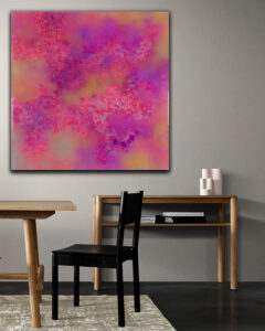 Pink Square II, abstract resin